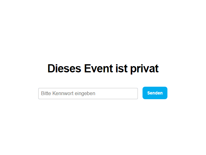 Screenshot: Auf weißem Hintergrund steht »Dieses Event ist privat«. Darunter ist ein Freifeld, in das ein Kennwort eingegeben werden kann.© Literaturhaus